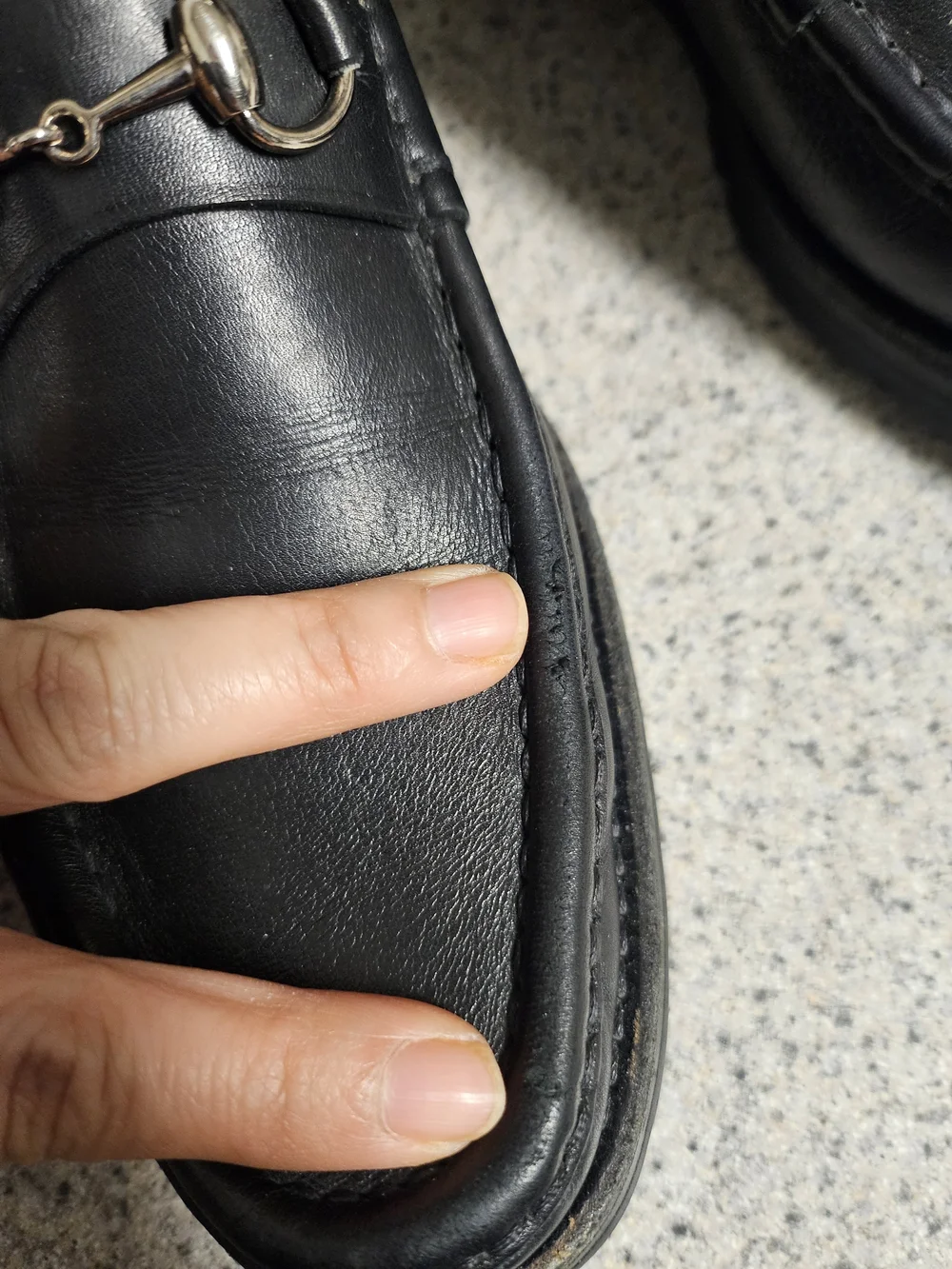 Gucci Men's Black Leather Horsebit Loafers Silver Hardware Size 10 B Mod 115765